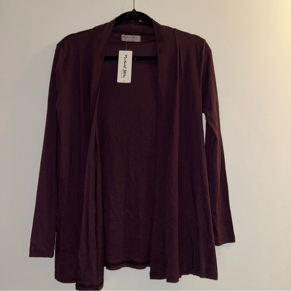 Michael Stars Open Shawl Cardigan Merlot One Size NEW - Picture 1 of 4